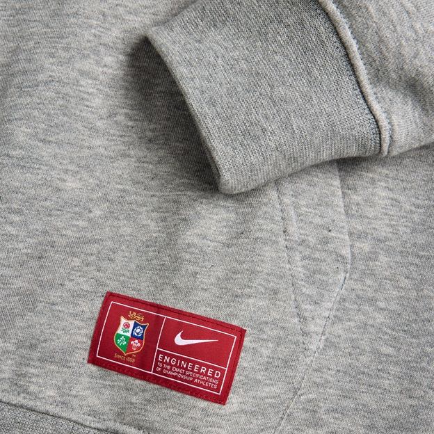 British and Irish Lions Adults Hoodie 26/27 Dark Grey Heather - Detail Close-up