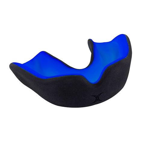 Gilbert XBrace Dual Density Mouthguard Black:Blue - Front View