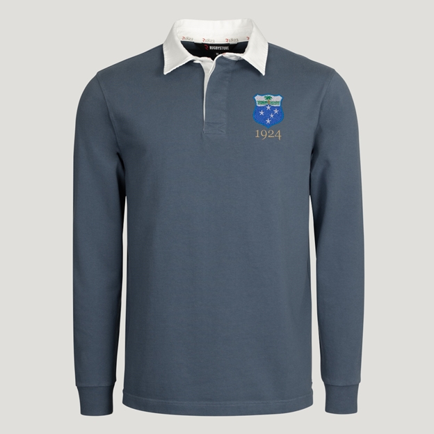 Samoa 1924 Adults Heritage Rugby Shirt Petrol Blue - Front View