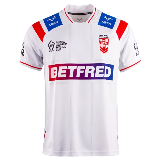 England Mens Rugby League World Cup Home Rugby Shirt 2026 White - Front View
