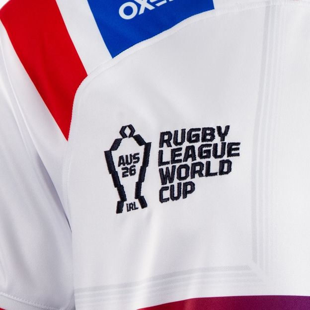 England Mens Rugby League World Cup Home Rugby Shirt 2026 White - Logo Close-up