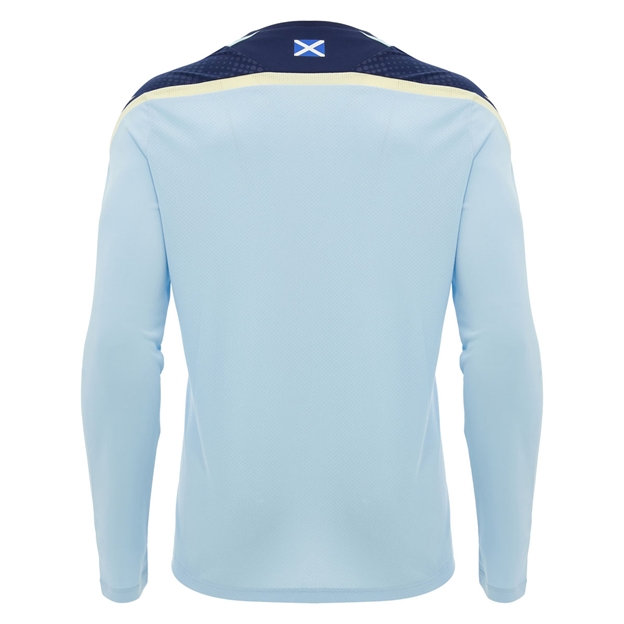 Scotland Mens Training Shirt 26/27 Long Sleeve Blue and Sand - Back View
