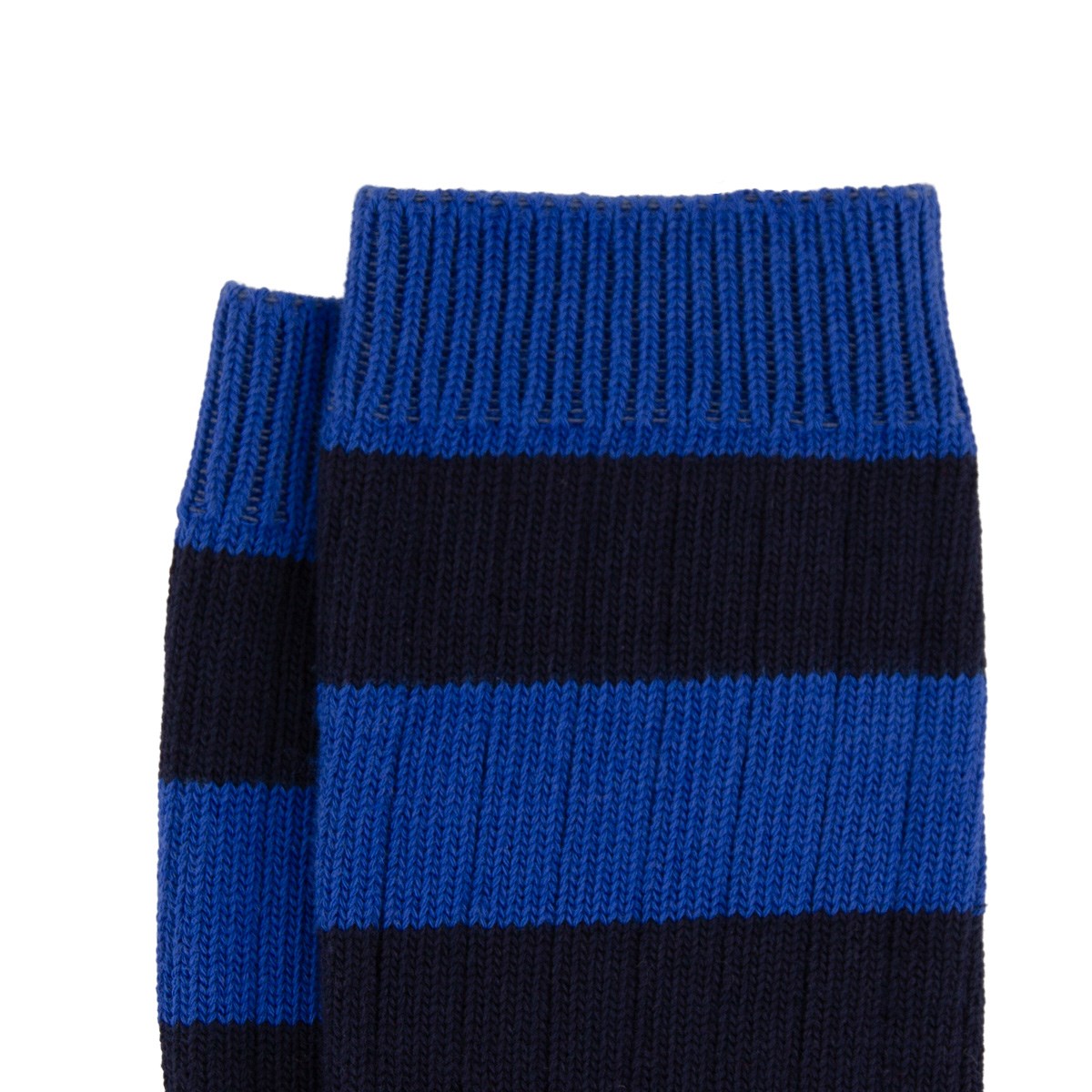 Rugby 1823 Striped Socks Navy/Royal Blue - Front View