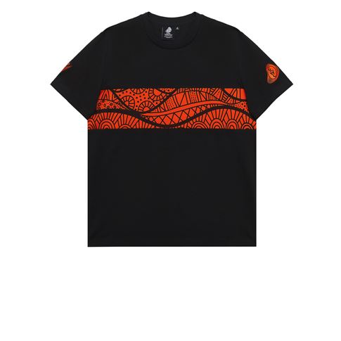 Rugby World Cup 2027 Kids Cotton T-Shirt Black/Orange - Front View