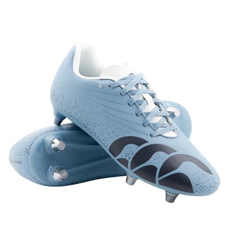 Canterbury Kids Stampede Groundbreak Team Soft Ground Rugby Boots Mountain Spring Blue - Front View