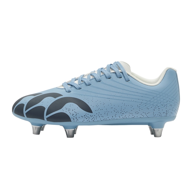 Canterbury Kids Stampede Groundbreak Team Soft Ground Rugby Boots Mountain Spring Grey - Outstep View