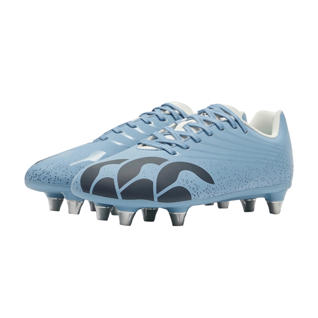Canterbury Kids Stampede Groundbreak Team Soft Ground Rugby Boots Mountain Spring Grey - Pair View