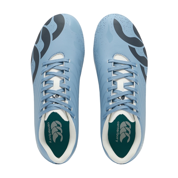 Canterbury Kids Stampede Groundbreak Team Soft Ground Rugby Boots Mountain Spring Grey - Top View