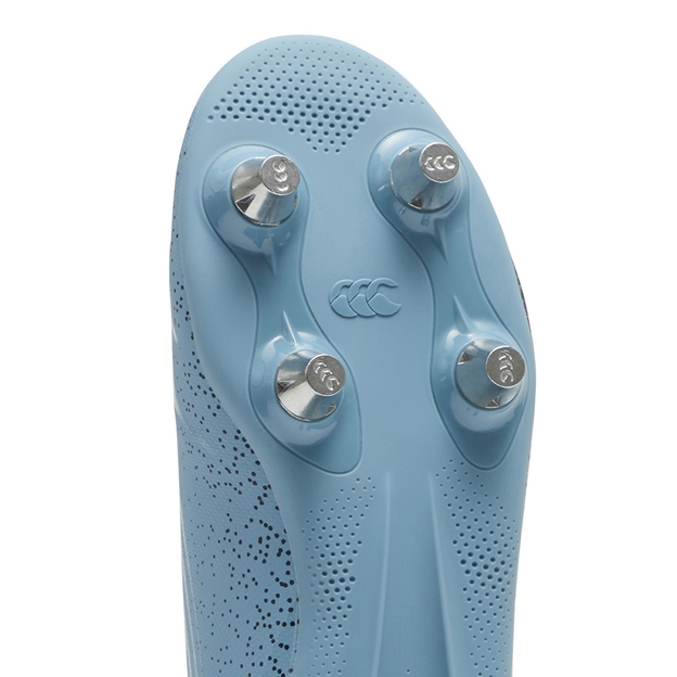 Canterbury Kids Stampede Groundbreak Team Soft Ground Rugby Boots Mountain Spring Grey - Forefoot Close-up