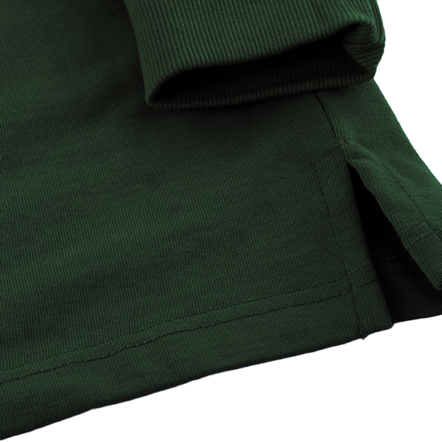 Ireland Mens Classic Crest Rugby Shirt Bottle Green - Hem Close-up
