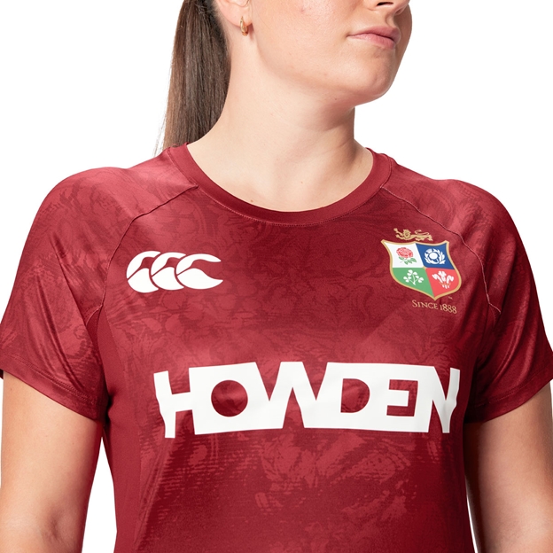 British and Irish Lions Womens Superlight T-Shirt Red - Model Close Up