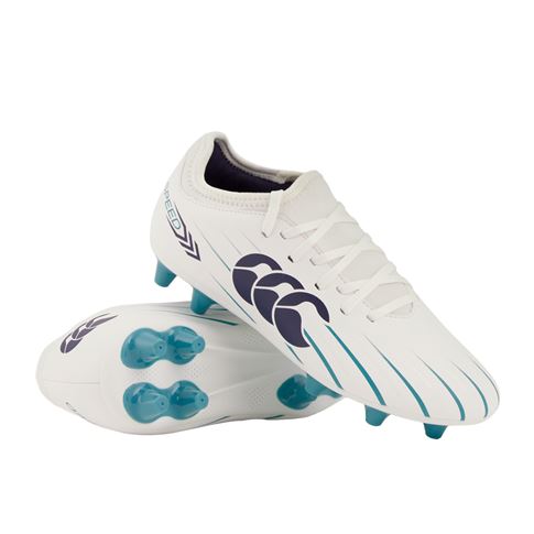 Canterbury Kids Speed Falcon 2.0 Team Firm Ground Rugby Boots White - Front View