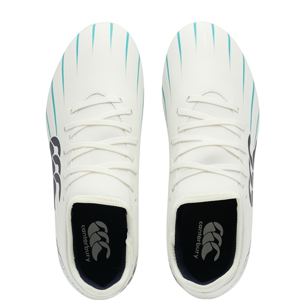 Canterbury Kids Speed Falcon 2.0 Team Firm Ground Rugby Boots White - Pair Top View