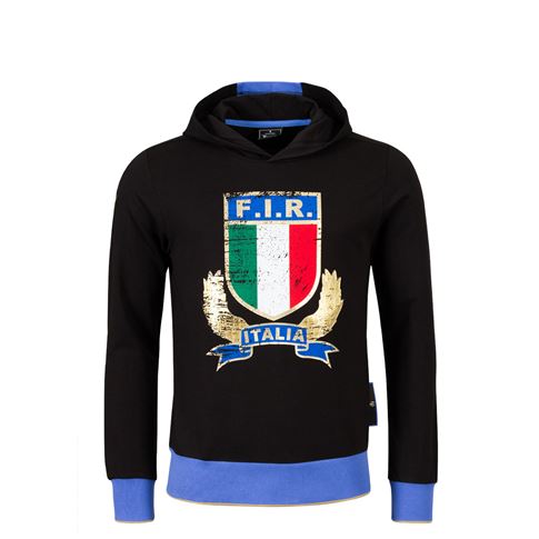Italy Kids Supporters Cotton Hoody 25/26 Black - Front