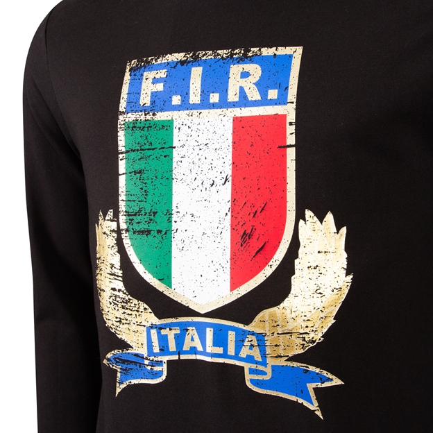 Italy Junior Supporters Cotton Hoody 25/26 Black - Crest
