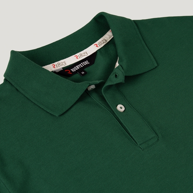 Ireland 1875 Heritage Pure Cotton Polo Bottle Green - Collar Close-up