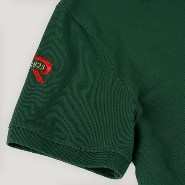 Ireland 1875 Heritage Pure Cotton Polo Bottle Green - Sleeve Close-up