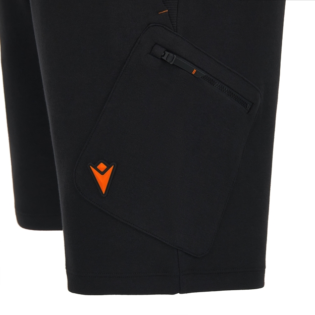 Rugby World Cup 2027 Mens Athleisure Light Bermuda Shorts - Black/Orange - Zip