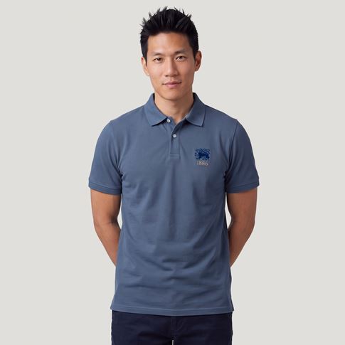 Hong Kong 1886 Heritage Pure Cotton Polo Petrol Blue - Model Front View
