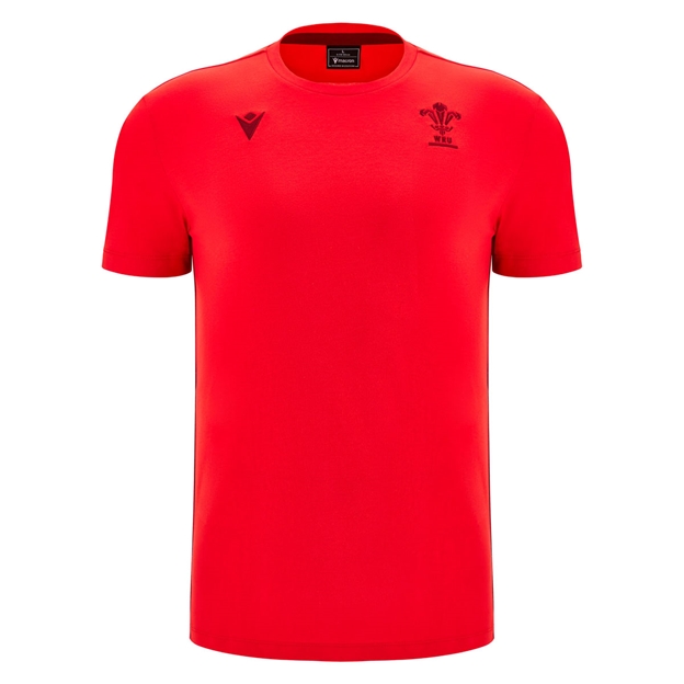 Wales Mens Travel Cotton T-Shirt 25/26 Red - Front