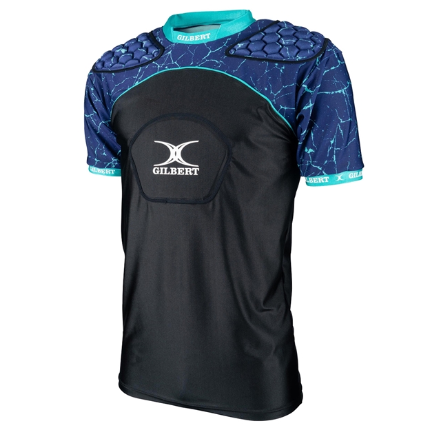 Gilbert Atomic V3 Body Armour Shoulder Pad Black/Blue - Side View