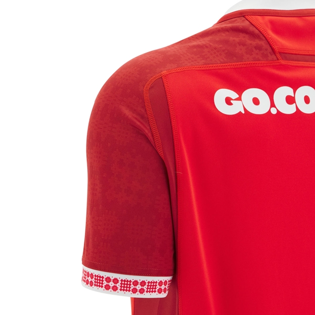 Wales Mens Home Rugby Shirt 25/26 Red - Sleeve Pattern Close-up