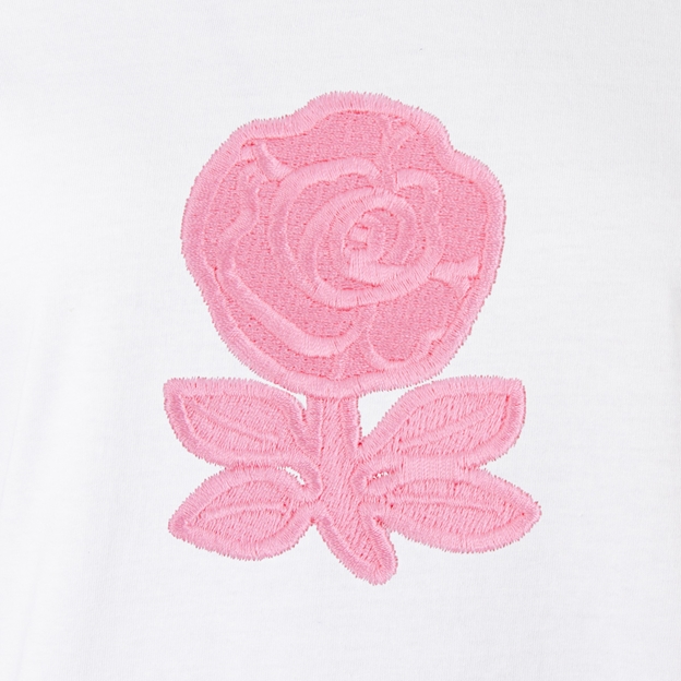 Womens World Cup England Mens Classic Hoodie White - English Rose Embroidery in Pink
