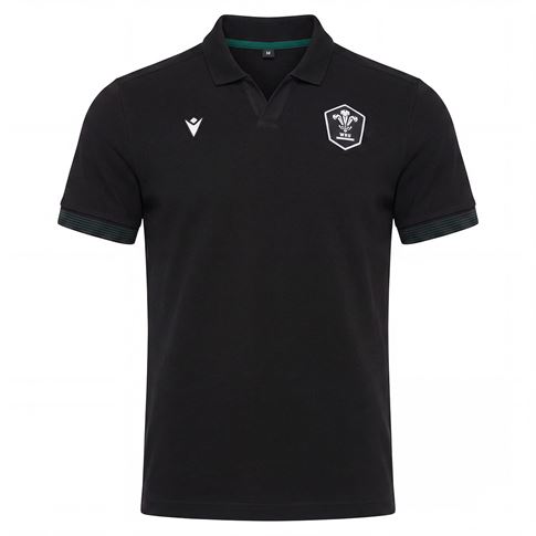 Wales Mens Travel Polo 26/27 Black - Front View