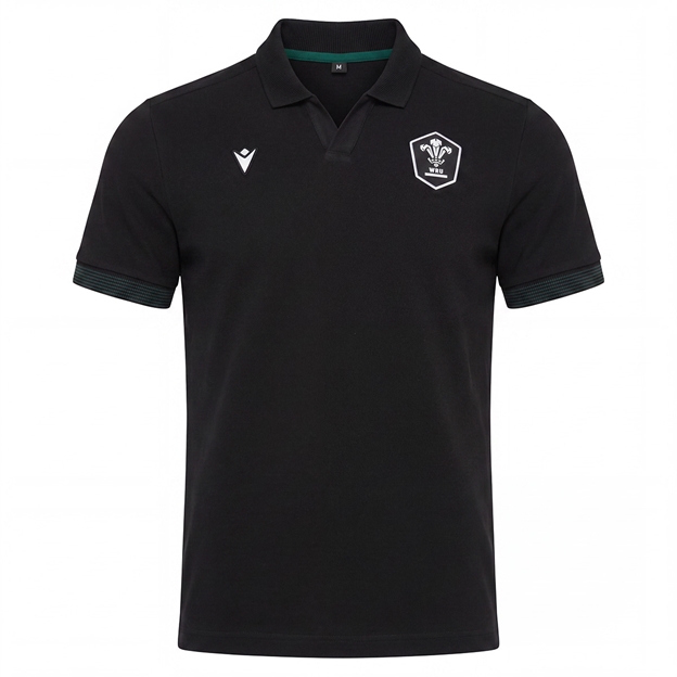 Wales Mens Travel Polo 26/27 Black - Front View