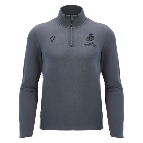 Rugby World Cup 2027 Mens Athleisure 1/4 Zip Top - Grey/Orange - Front