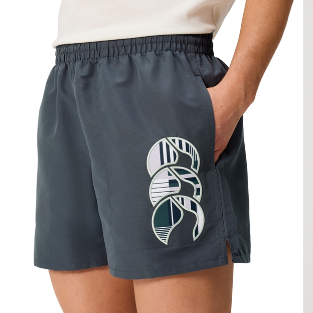 Canterbury Womens Uglies Tactic Shorts Dark Slate Blue - Model Front Close-up