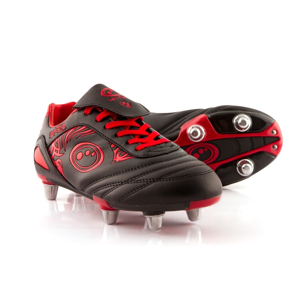 Optimum Kids Razor Soft Ground Rugby Boots - Black & Red