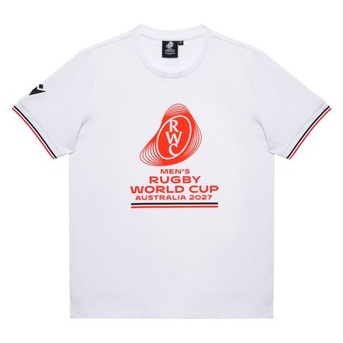 Rugby World Cup 2027 Kids Cotton T-Shirt - White/Orange - Front
