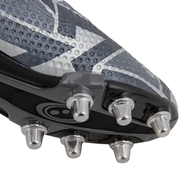 Optimum Adults Aztec Fly Knit Soft Ground Rugby Boot Ice Grey - Forefoot Close-up