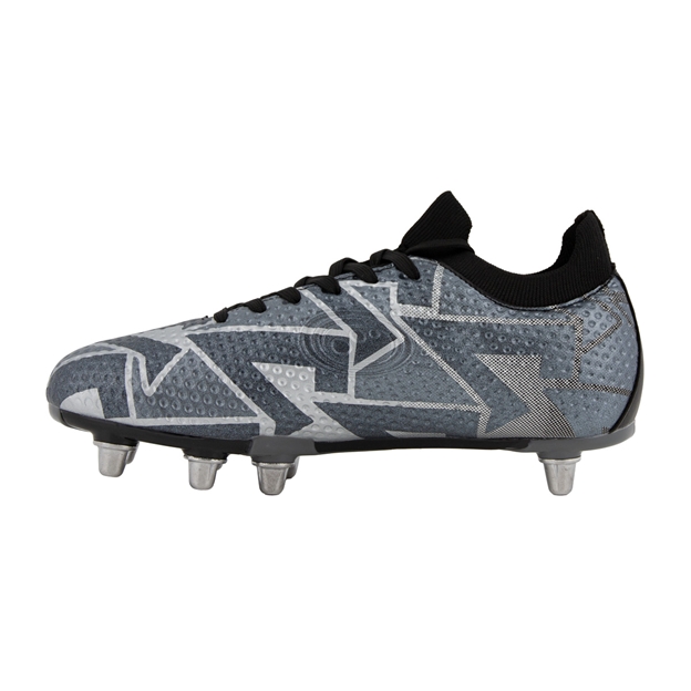 Optimum Adults Aztec Fly Knit Soft Ground Rugby Boot Ice Grey - Instep View