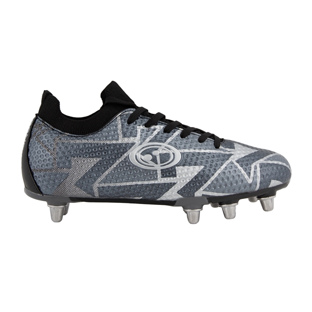 Optimum Adults Aztec Fly Knit Soft Ground Rugby Boot Ice Grey - Outstep View
