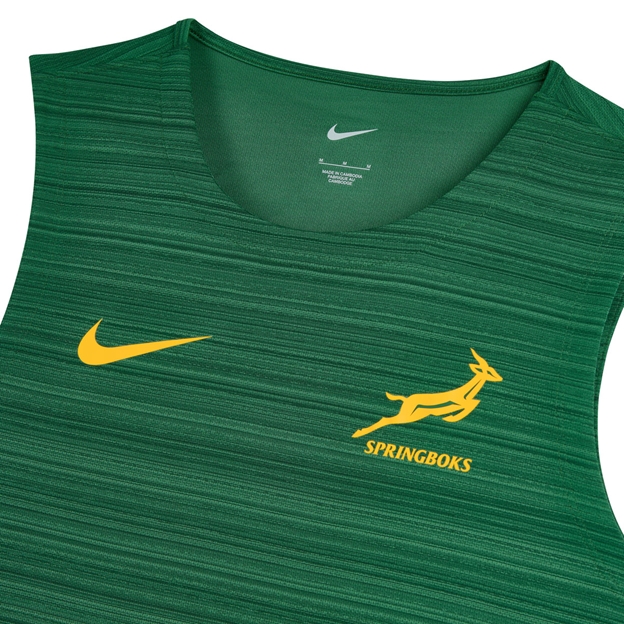 South Africa Springboks Mens Training Vest 26/27 Gorge Green - Flatlay Close-up View