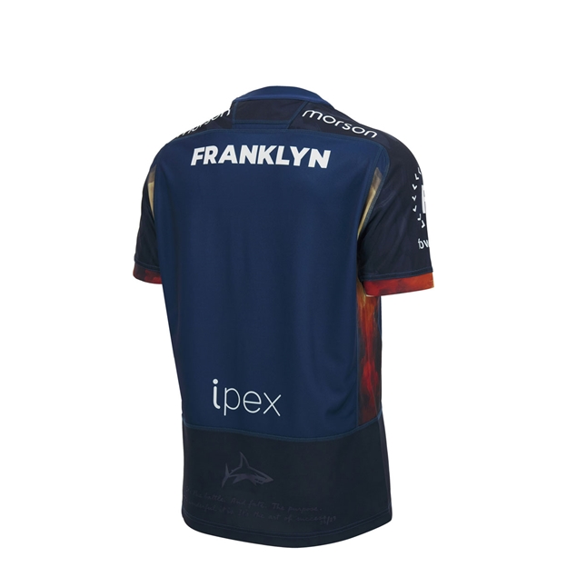 Sale Sharks Kids Home Rugby Shirt 26/27 Navy - Back