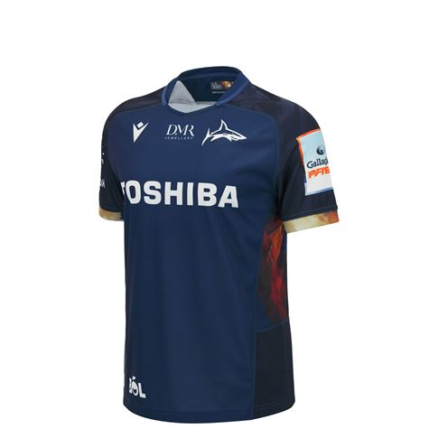 Sale Sharks Kids Home Rugby Shirt 26/27 Navy - Front View