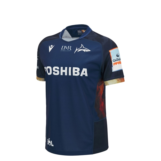 Sale Sharks Kids Home Rugby Shirt 26/27 Navy - Front View