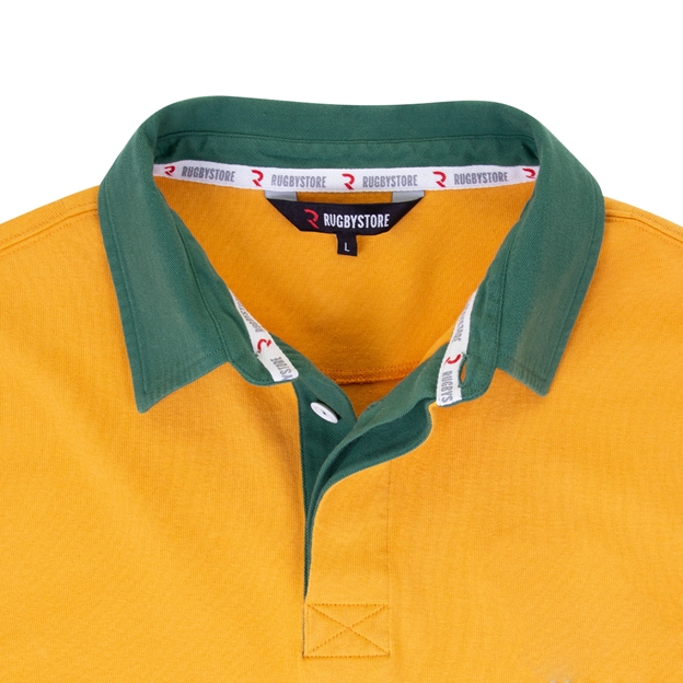 Rugby 1823 Mens Rugby Shirt Long Sleeve Gold - Collar Close-up