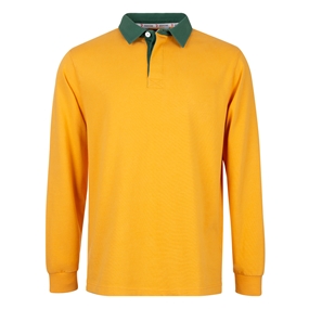 Rugby 1823 Mens Rugby Shirt Long Sleeve Gold - Front View
