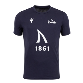 Sale Sharks Kids Travel Cotton T-Shirt 25/26 Navy - Front