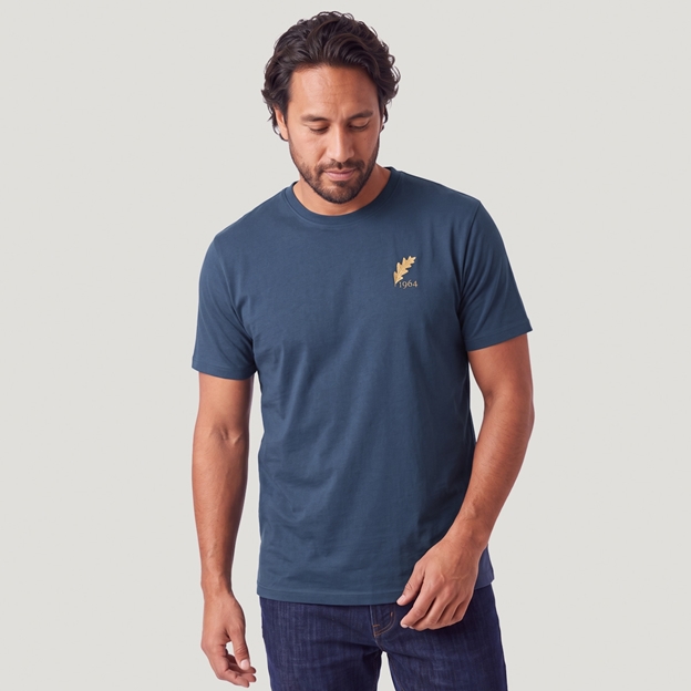 Romania 1964 Mens Cotton T-Shirt Petrol Blue - Model Front View