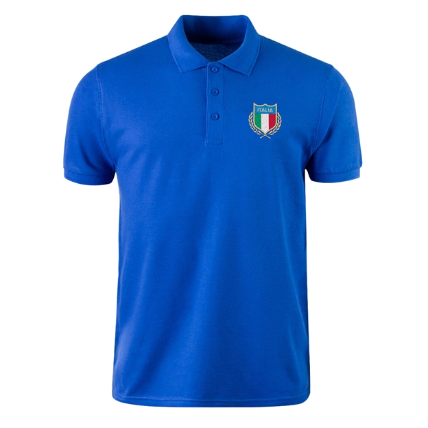 Italy Mens Classic Polo Shirt Royal - Front View