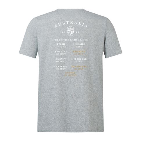 Limited Edition British and Irish Lions Mens Monument T-Shirt Grey - Back