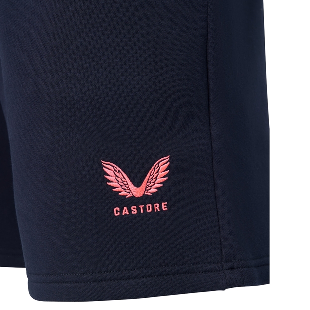 Harlequins Mens Off Pitch Shorts 26/27 Navy - Castore Logo Embroidery