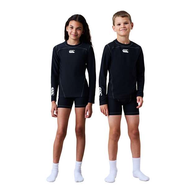 Canterbury Kids Baselayer Training Top Black/White - Model Pair View