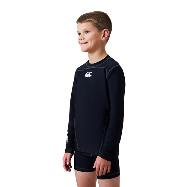 Canterbury Kids Baselayer Training Top Black/White - Model Side View