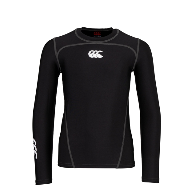 Canterbury Kids Baselayer Training Top Black/White - Front View